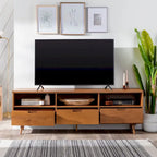 Mobile TV Middlebrook Alby in legno massello, 70 pollici, stile metà secolo