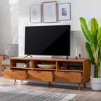 Mobile TV Middlebrook Alby in legno massello, 70 pollici, stile metà secolo
