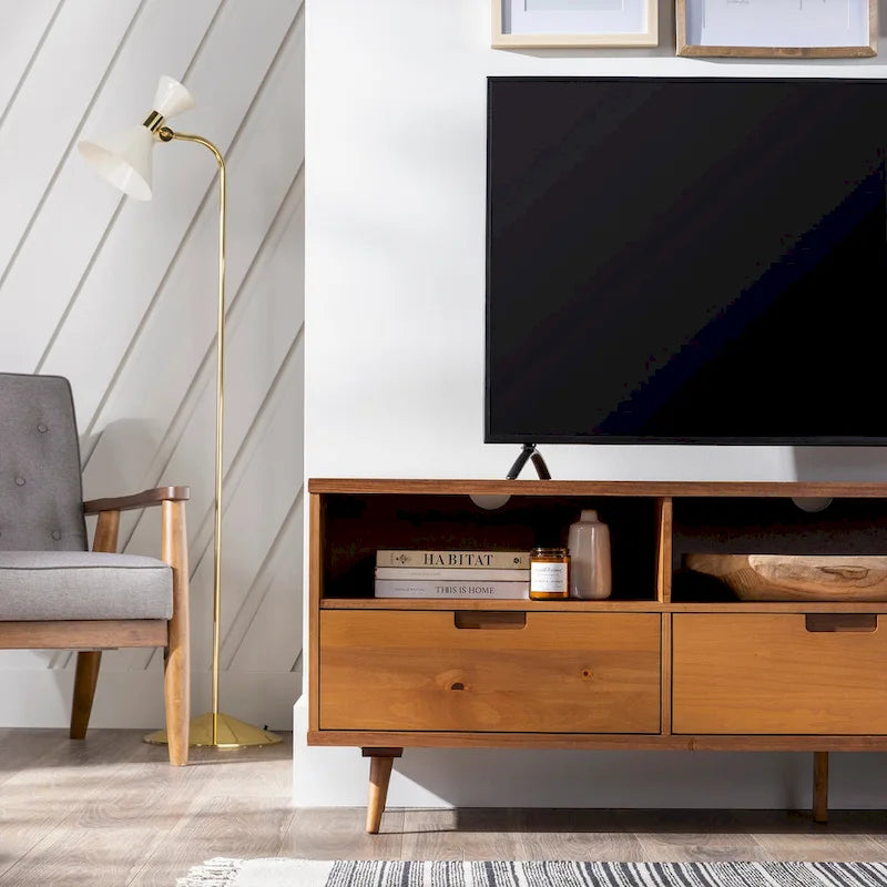 Mobile TV Middlebrook Alby in legno massello, 70 pollici, stile metà secolo