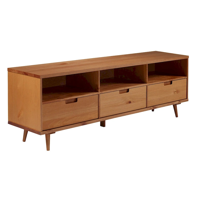Mobile TV Middlebrook Alby in legno massello, 70 pollici, stile metà secolo