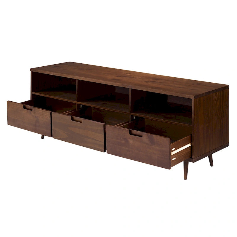 Mobile TV Middlebrook Alby in legno massello, 70 pollici, stile metà secolo