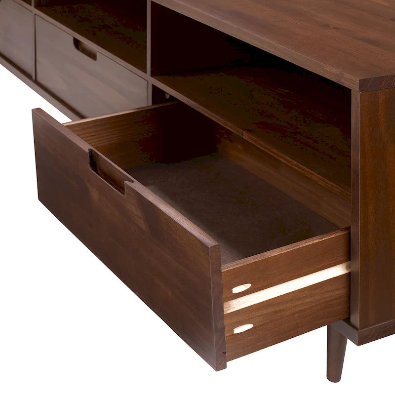 Mobile TV Middlebrook Alby in legno massello, 70 pollici, stile metà secolo