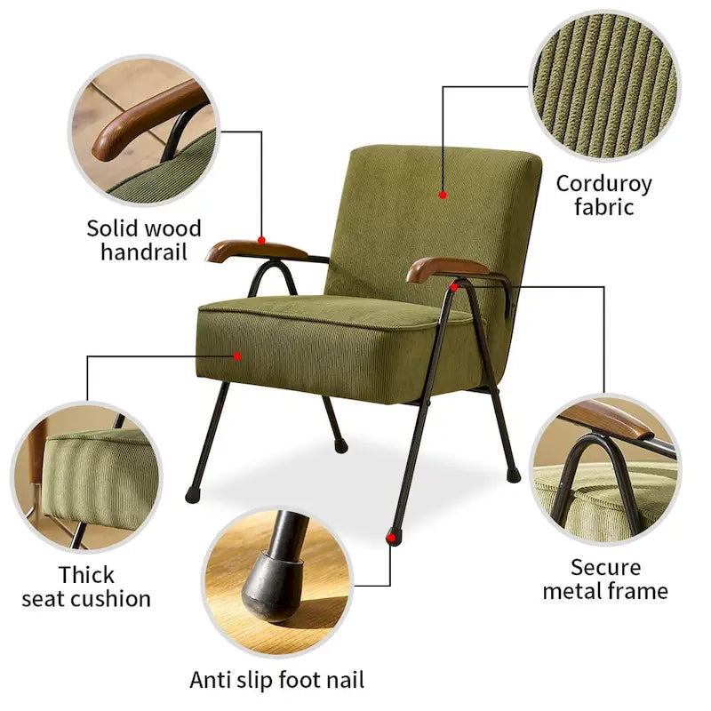 Sedia d'Appoggio Moderna Verde a Schienale Alto 20 Imbottita con Gambe in Metallo