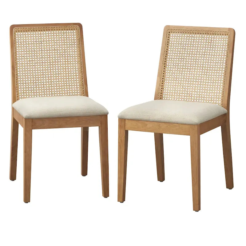Sedie da pranzo Newington in legno massello con canna (set da 2)