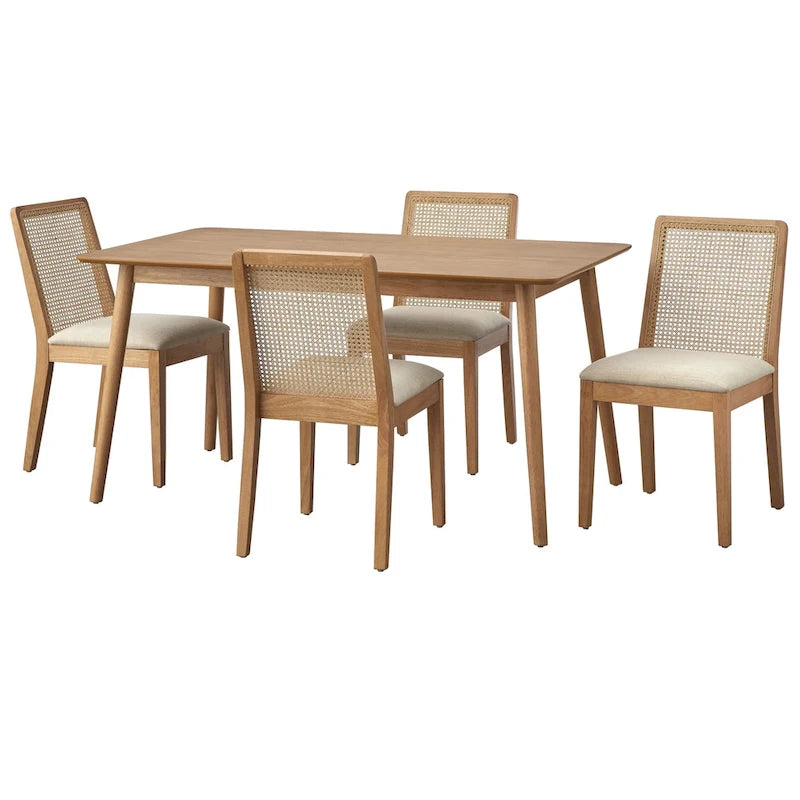 Sedie da pranzo Newington in legno massello con canna (set da 2)