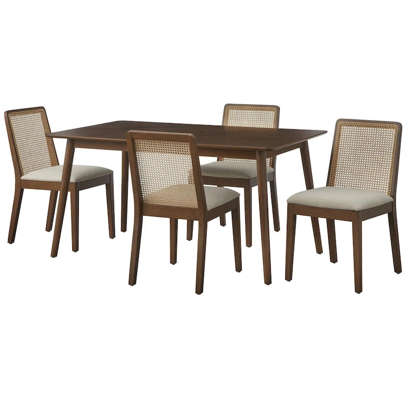 Sedie da pranzo Newington in legno massello con canna (set da 2)