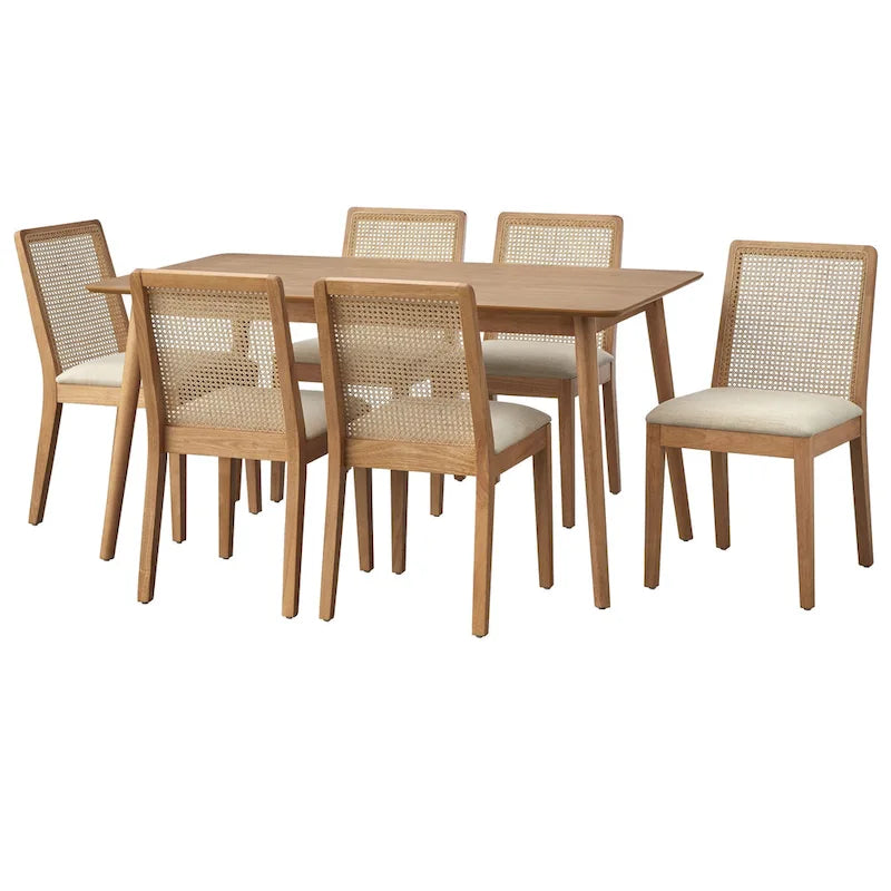 Sedie da pranzo Newington in legno massello con canna (set da 2)