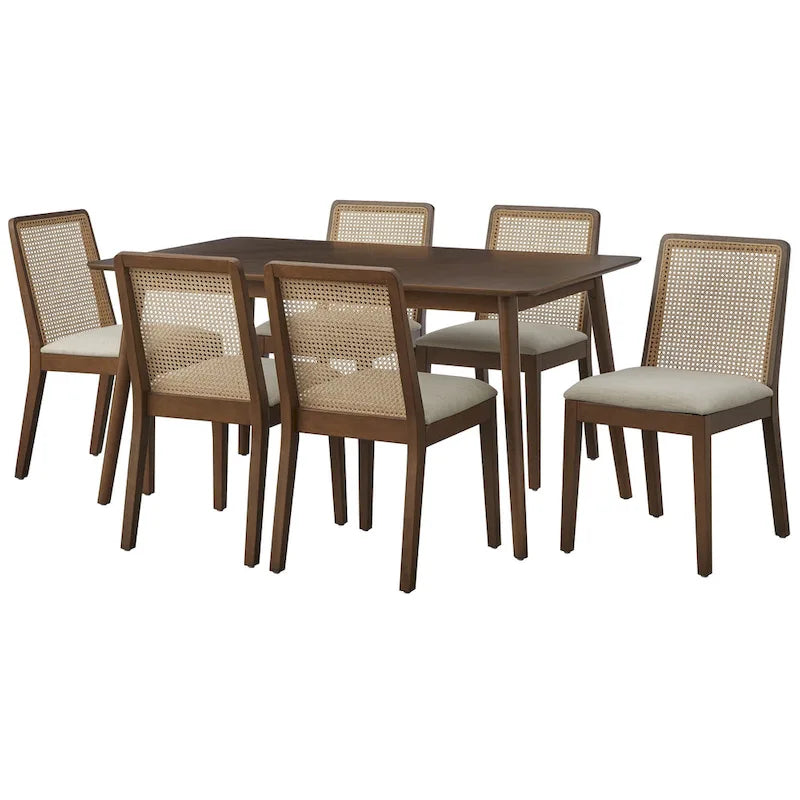 Sedie da pranzo Newington in legno massello con canna (set da 2)