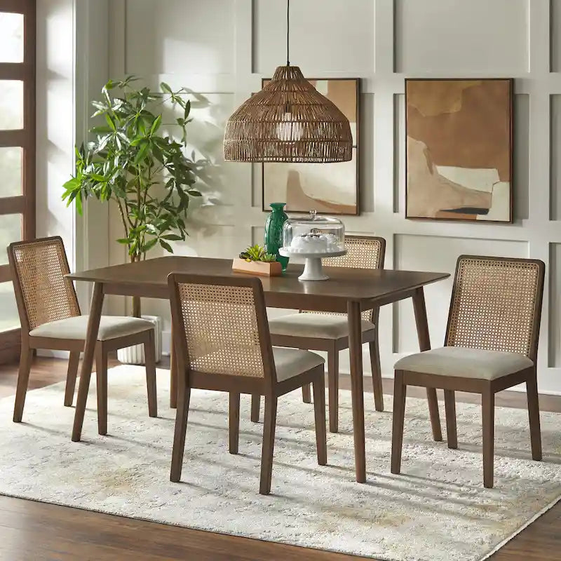 Sedie da pranzo Newington in legno massello con canna (set da 2)