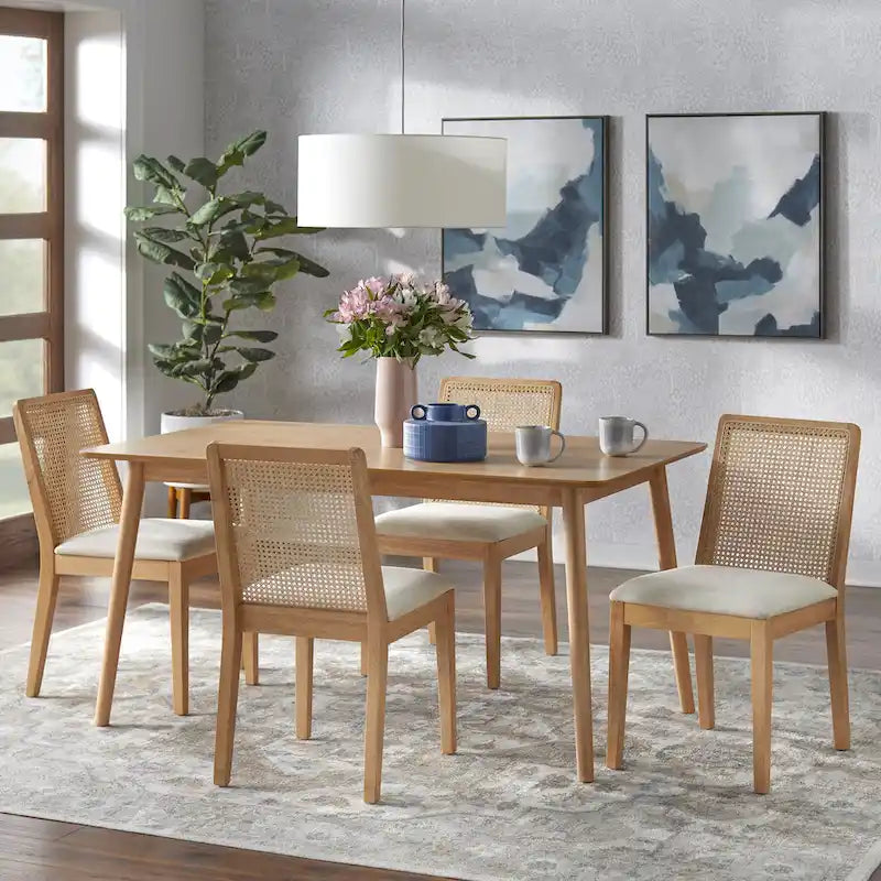 Sedie da pranzo Newington in legno massello con canna (set da 2)