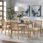 Sedie da pranzo Newington in legno massello con canna (set da 2)