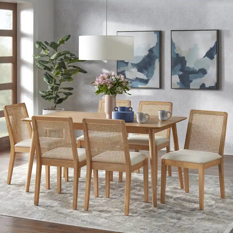 Sedie da pranzo Newington in legno massello con canna (set da 2)