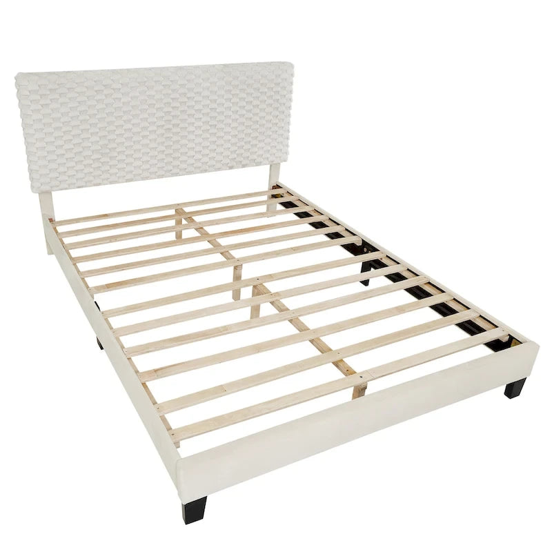 Letto matrimoniale con testiera regolabile, tessuto Dove