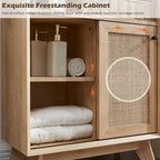 Mobiletto da bagno piccolo in rattan naturale, Armadietto contenitore moderno