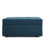 Pouf Contenitore Basso con Accento, Quadrato 79 cm, Blu Navy Capitonnè