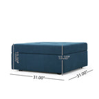 Pouf Contenitore Basso con Accento, Quadrato 79 cm, Blu Navy Capitonnè