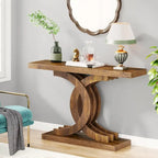 Tavolini consolle in legno stile rustico con base geometrica per l'ingresso