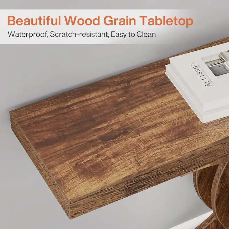 Tavolini consolle in legno stile rustico con base geometrica per l'ingresso
