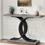 Tavolini consolle in legno stile rustico con base geometrica per l'ingresso