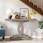 Tavolini consolle in legno stile rustico con base geometrica per l'ingresso
