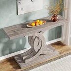 Tavolini consolle in legno stile rustico con base geometrica per l'ingresso