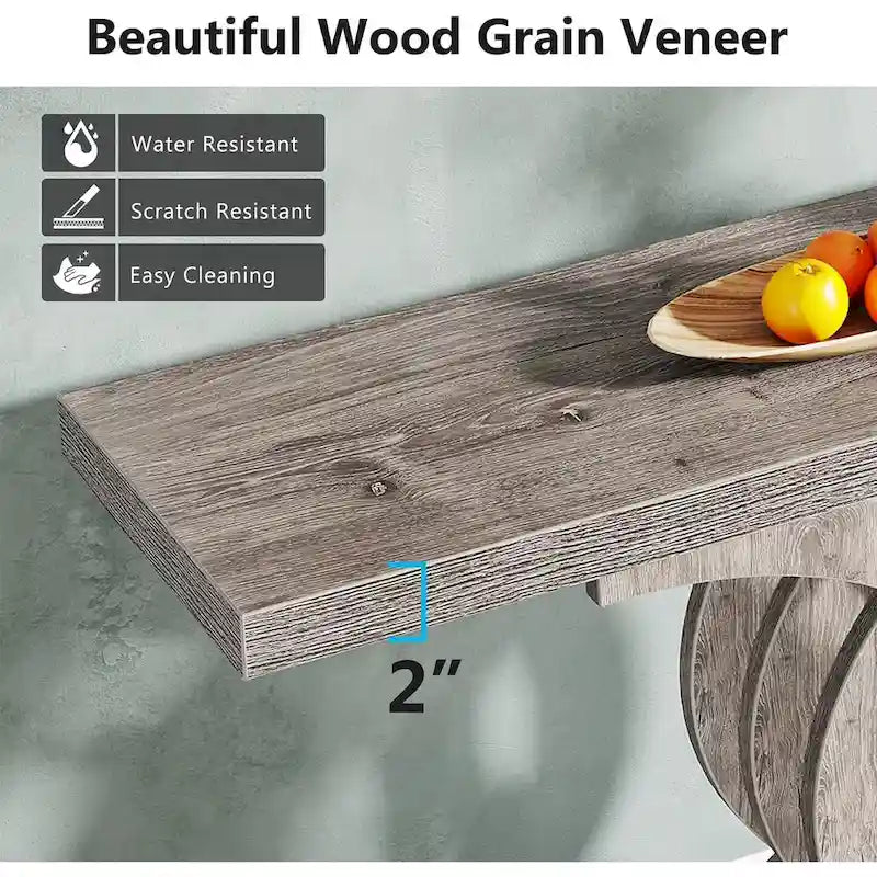 Tavolini consolle in legno stile rustico con base geometrica per l'ingresso