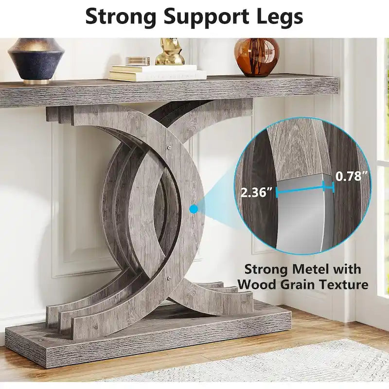 Tavolini consolle in legno stile rustico con base geometrica per l'ingresso