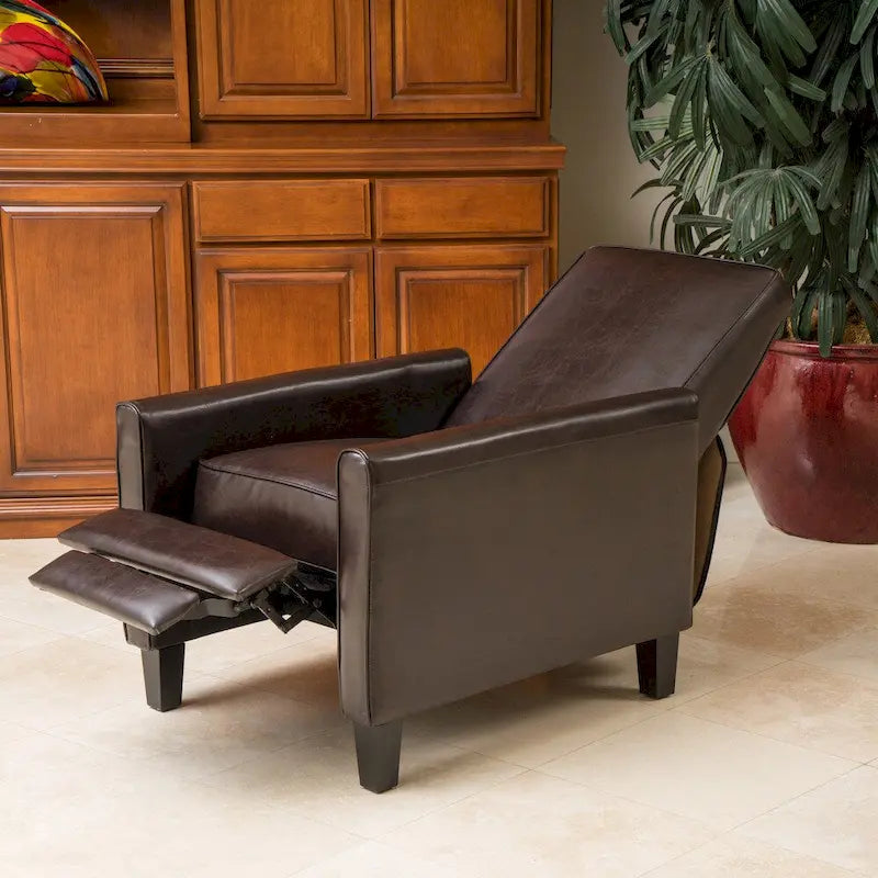 Darvis Black Bonded Leather Recliner Club Chair by 