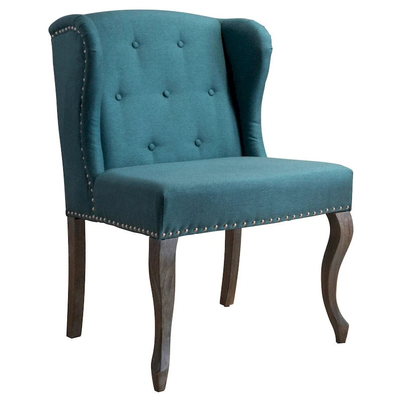 Poltrona d'accento Niclas Wing Back con borchie in tessuto by