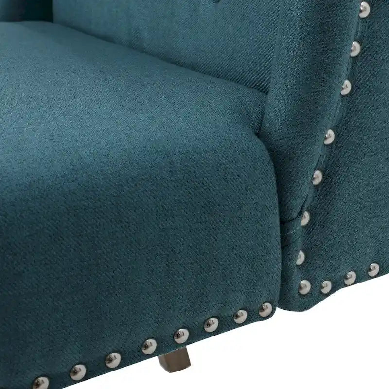 Poltrona d'accento Niclas Wing Back con borchie in tessuto by