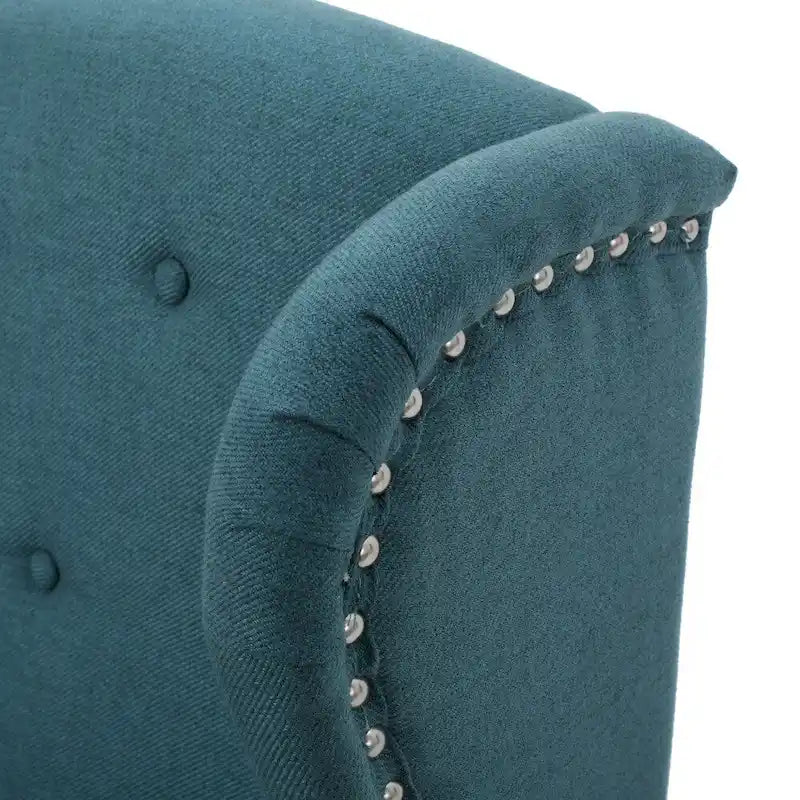 Poltrona d'accento Niclas Wing Back con borchie in tessuto by