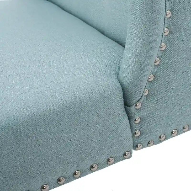 Poltrona d'accento Niclas Wing Back con borchie in tessuto by