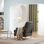 Poltrona di design rivestita in lino