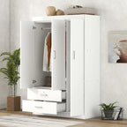 Armadio a 3 ante con 2 cassetti, effetto venatura del legno