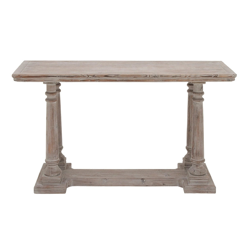 Wooden Console Table with Distressed Accents - Light Brown -  - 18Wx52Lx30H