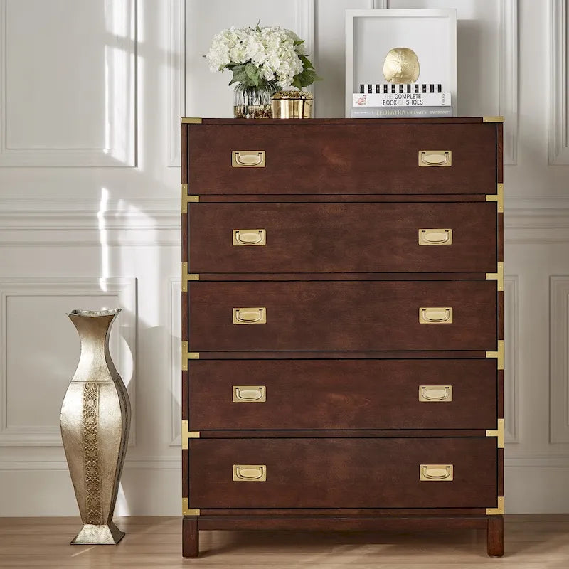 Kedric 5-Drawer Gold Accent Chest by 