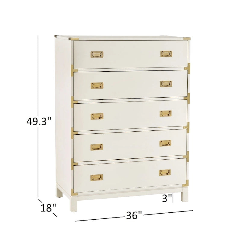 Cassettiera a 5 cassetti Kedric con accenti dorati di