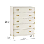 Cassettiera a 5 cassetti Kedric con accenti dorati di