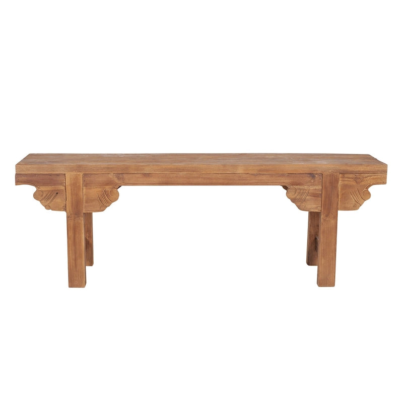 Panca Intagliata in Legno Massello Naturale di