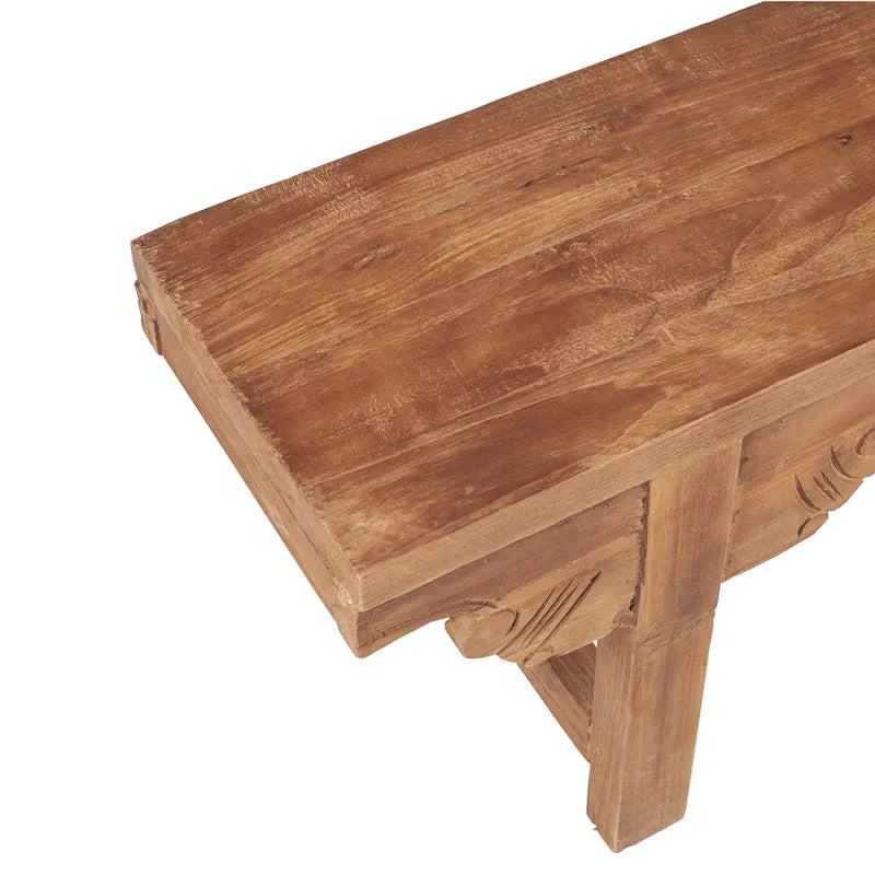 Panca Intagliata in Legno Massello Naturale di
