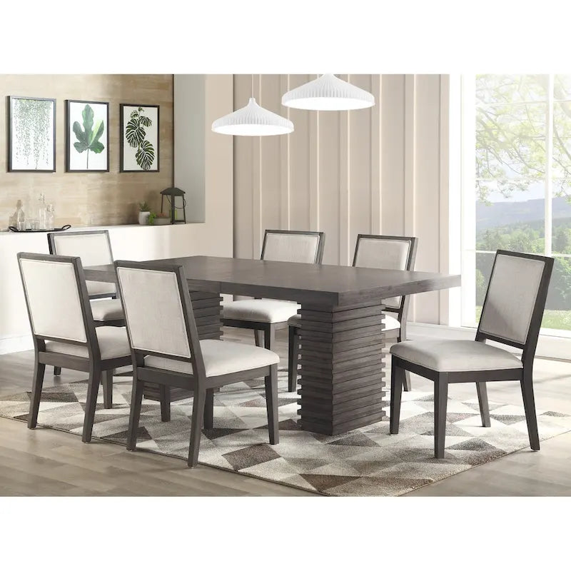 Tavolo da Pranzo Contemporaneo Steve Silver Milano da 78 Pollici in Legno - Grigio-Marrone