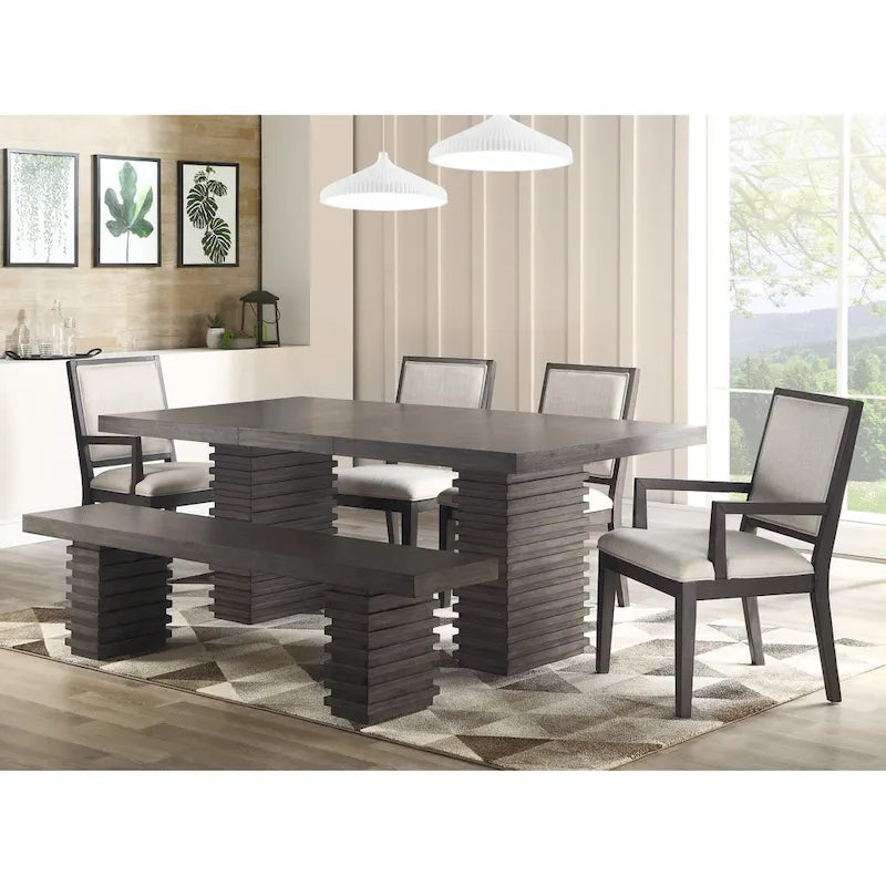 Tavolo da Pranzo Contemporaneo Steve Silver Milano da 78 Pollici in Legno - Grigio-Marrone