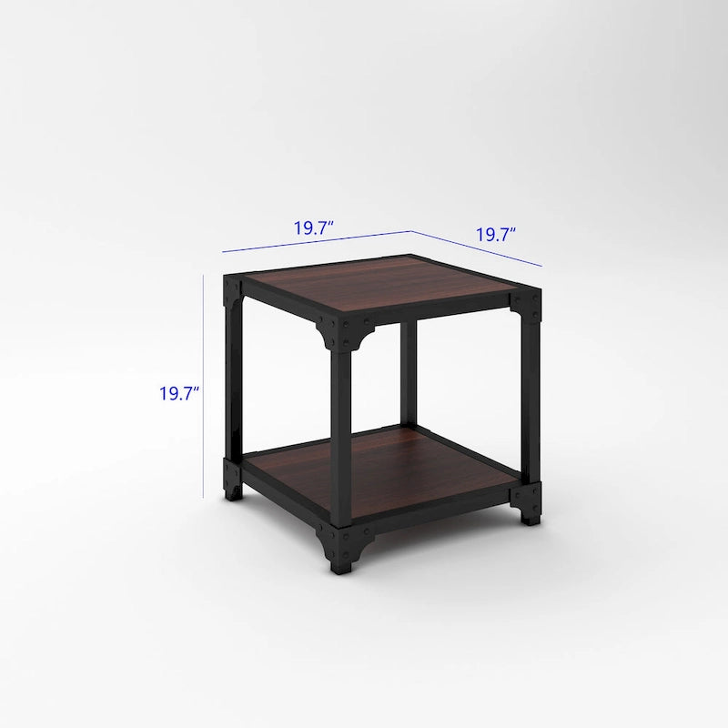 Davee Set da 3 tavolini da caffè in legno e metallo con ripiano - 40x20x18 e 20x20x20 e 20x20x20