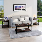 Davee Set da 3 tavolini da caffè in legno e metallo con ripiano - 40x20x18 e 20x20x20 e 20x20x20