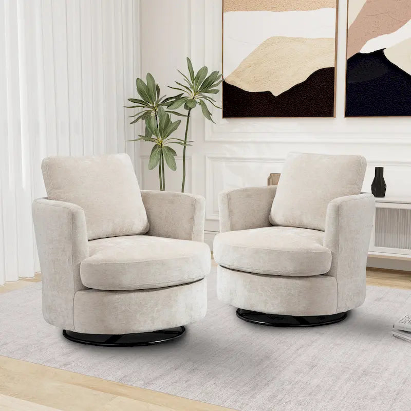 Sedia girevole a botte moderna imbottita (set da 2)
