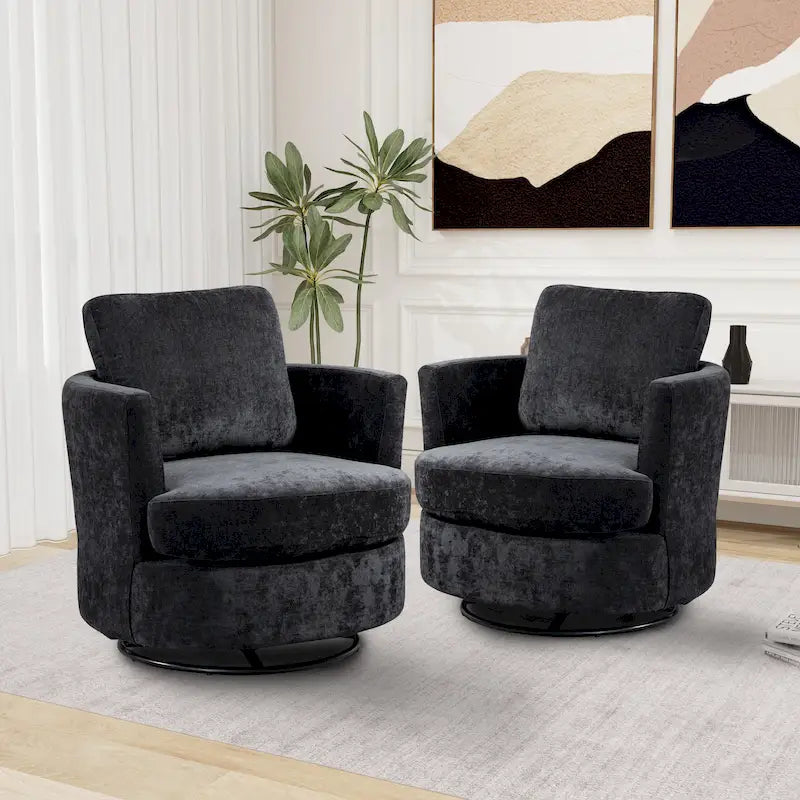 Sedia girevole a botte moderna imbottita (set da 2)