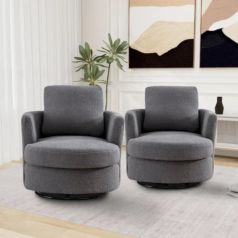 Sedia girevole a botte moderna imbottita (set da 2)