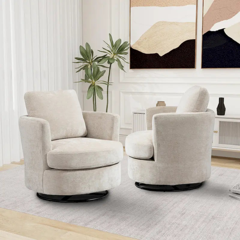 Sedia girevole a botte moderna imbottita (set da 2)