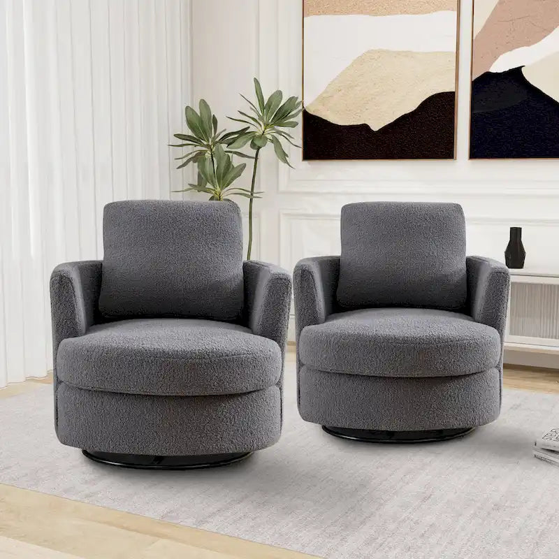 Sedia girevole a botte moderna imbottita (set da 2)