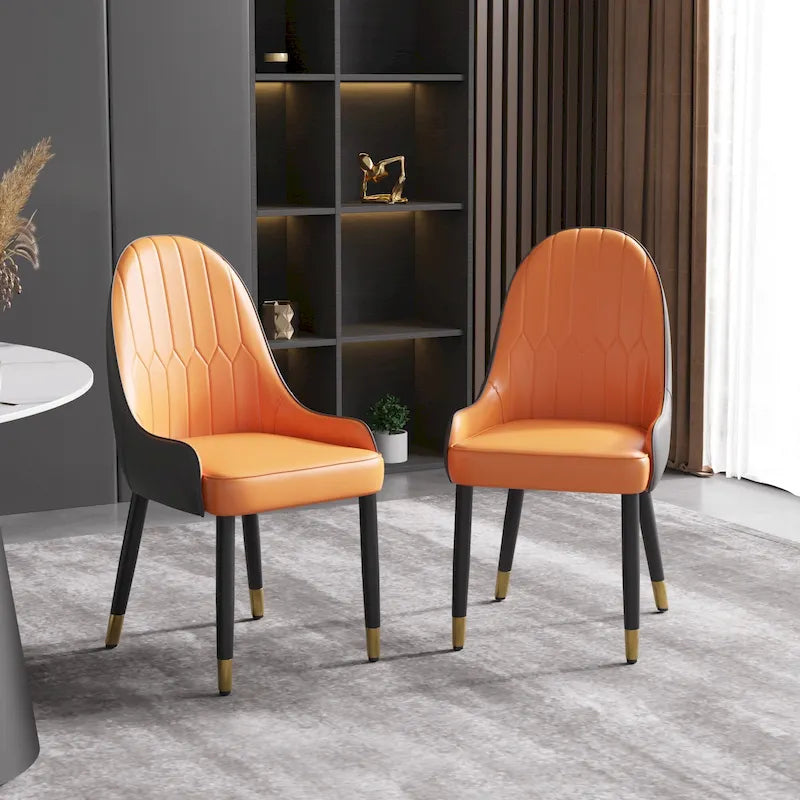 Set di 2 sedie da pranzo moderne imbottite in pelle PU